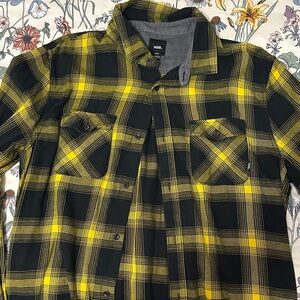 Vans Black and Yellow Plaid Shirt
